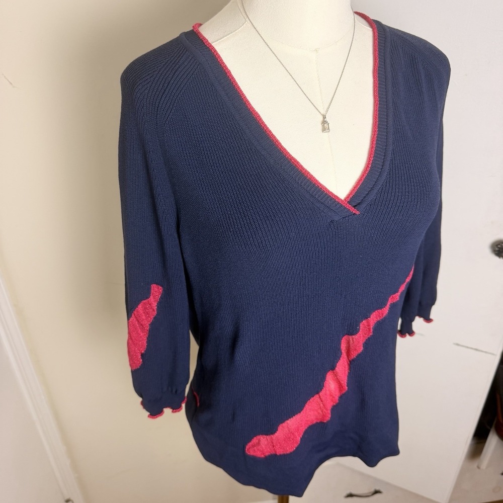 Elisa Cavaletti Blue With Red Detailing And Elbow Patch Women's Size S